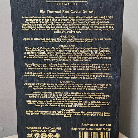 D'OR 24K BIO THERMAL RED CAVIAR SERUM - 1.01 fl oz \ 30 ml - BRAND NEW - SEALED - Picture 3 of 4
